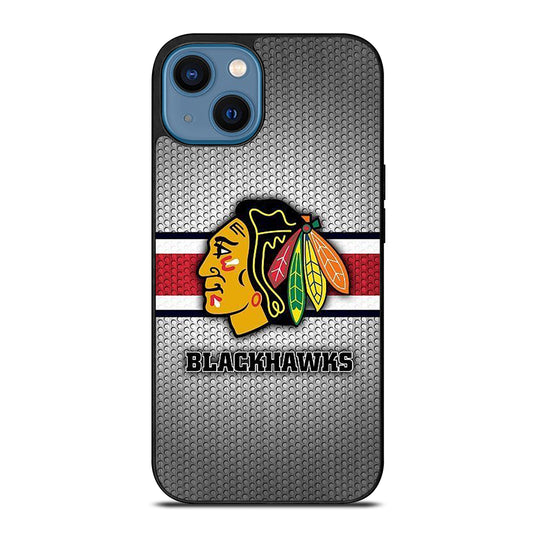 CHICAGO BLACKHAWKS METAL LOGO iPhone 14 Case Cover