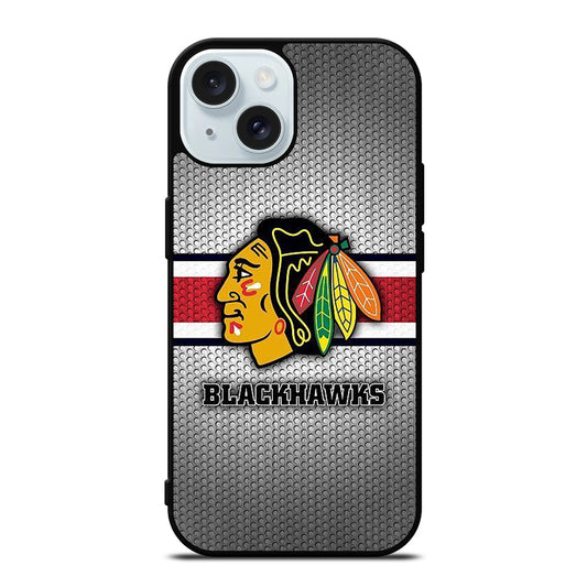 CHICAGO BLACKHAWKS METAL LOGO iPhone 15 Case Cover