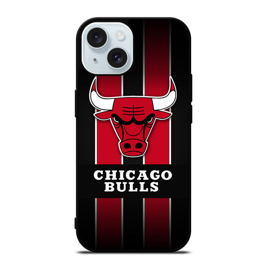 CHICAGO BULLS STRIPE LOGO iPhone 15 Case Cover