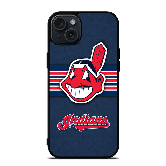 CLEVELAND INDIANS MLB STRIPE iPhone 15 Plus Case Cover