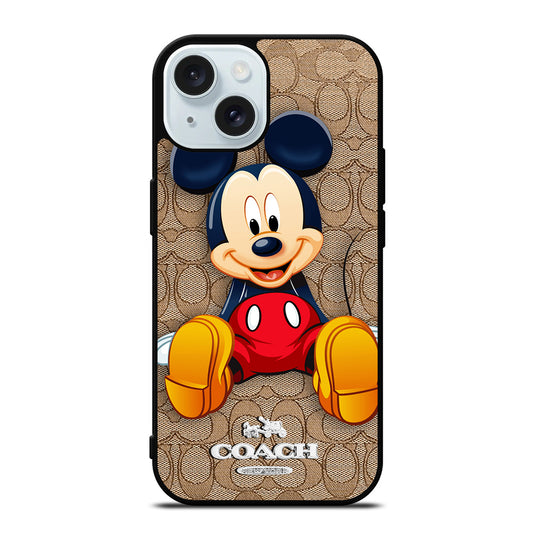 COACH BROWN MICKEY MOUSE iPhone 15 Case Cover