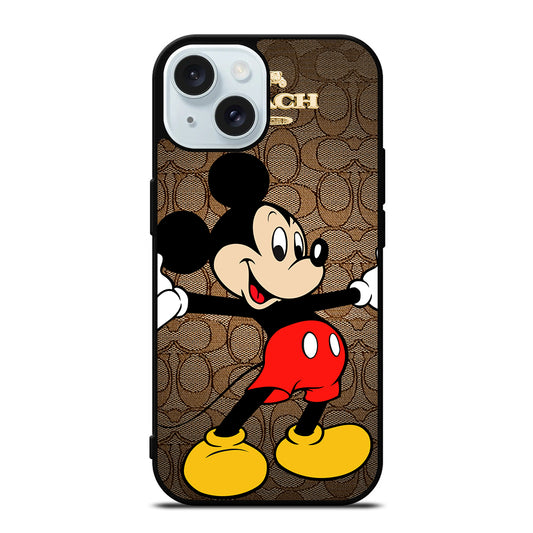 COACH BROWN MICKEY MOUSE 2 iPhone 15 Case Cover