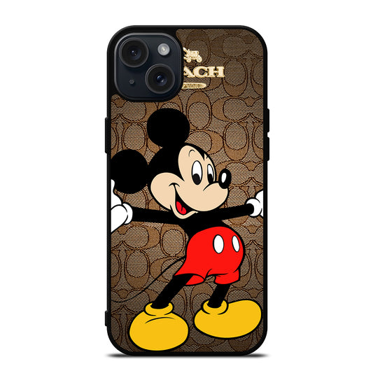 COACH BROWN MICKEY MOUSE 2 iPhone 15 Plus Case Cover