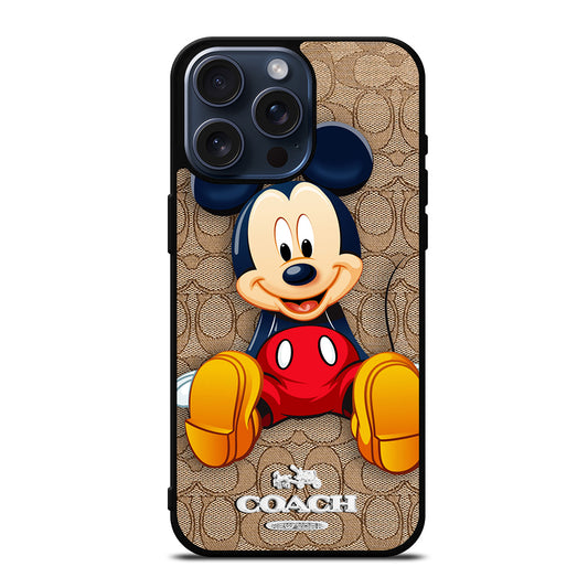 COACH BROWN MICKEY MOUSE iPhone 15 Pro Max Case Cover