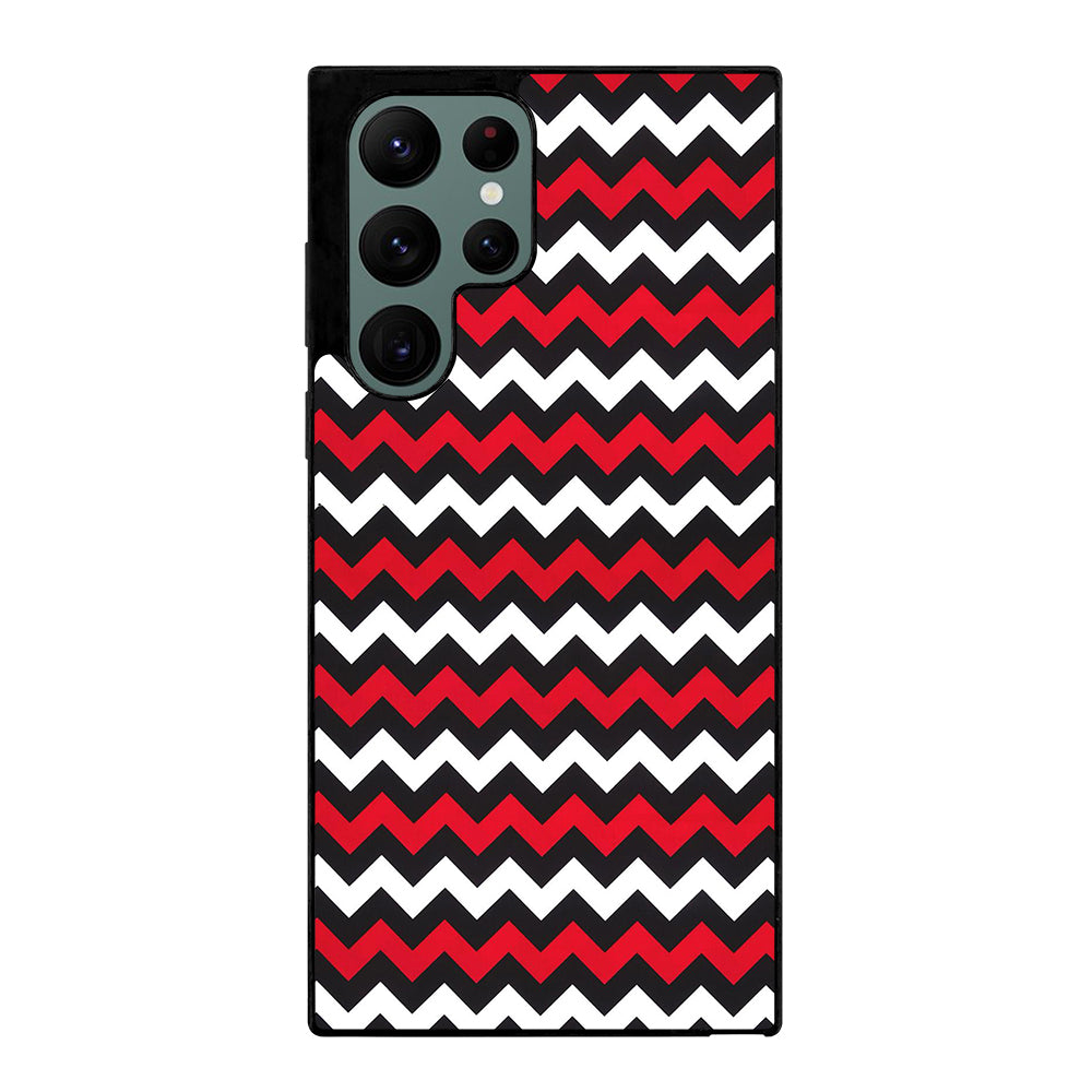 COLOR BLOCK DARK RED CHEVRON PATTERN Samsung Galaxy S22 Ultra Case Cover