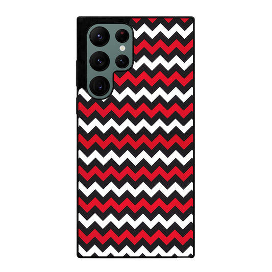 COLOR BLOCK DARK RED CHEVRON PATTERN Samsung Galaxy S22 Ultra Case Cover