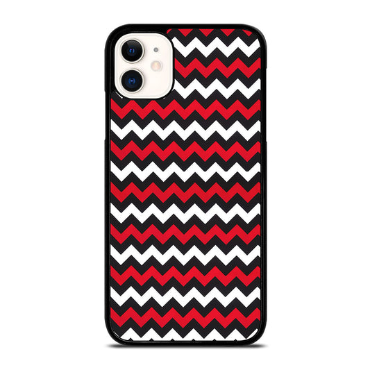COLOR BLOCK DARK RED CHEVRON PATTERN iPhone 11 Case Cover