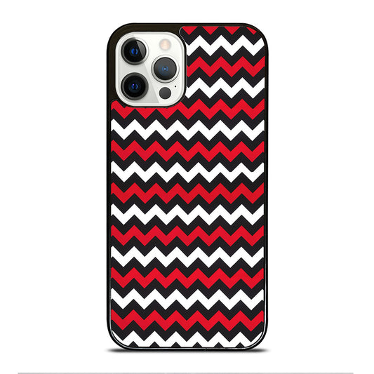 COLOR BLOCK DARK RED CHEVRON PATTERN iPhone 12 Pro Case Cover