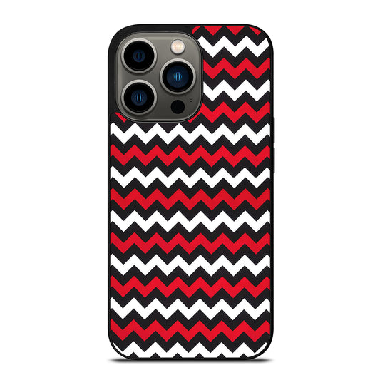COLOR BLOCK DARK RED CHEVRON PATTERN iPhone 13 Pro Case Cover