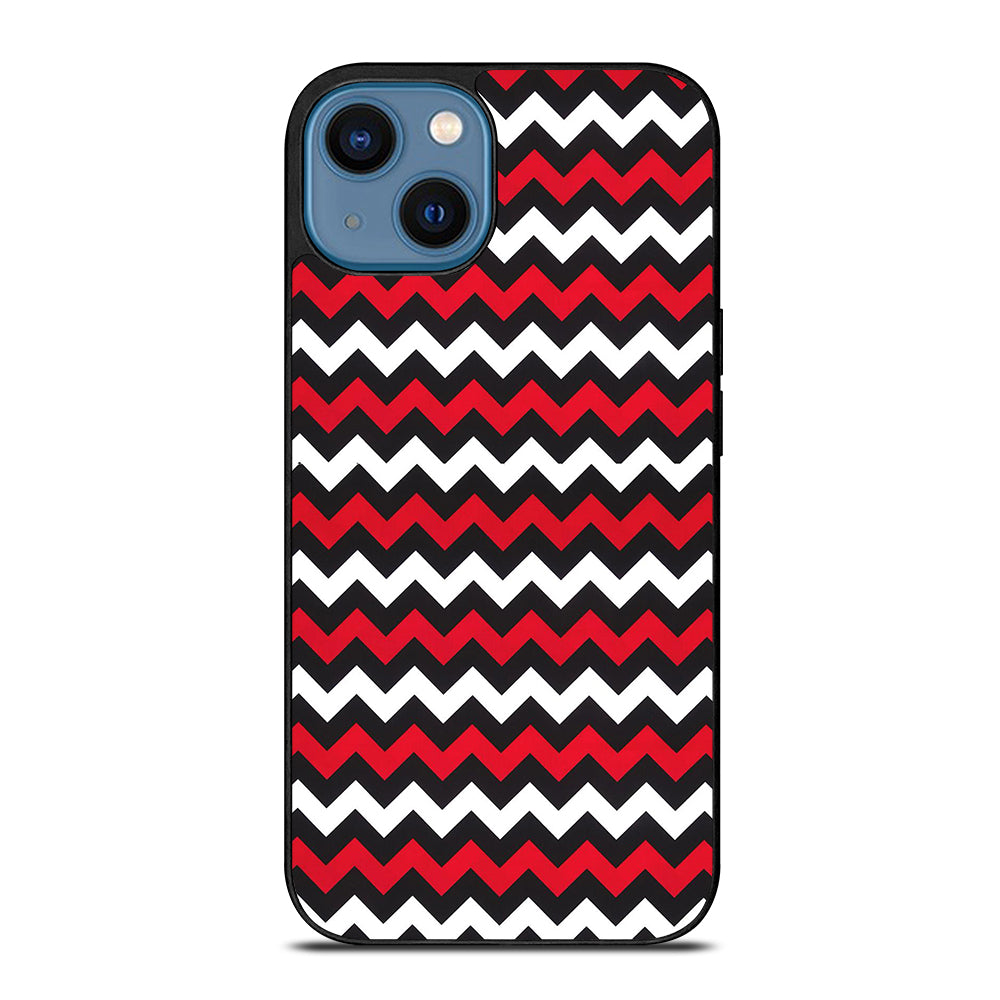 COLOR BLOCK DARK RED CHEVRON PATTERN iPhone 14 Case Cover