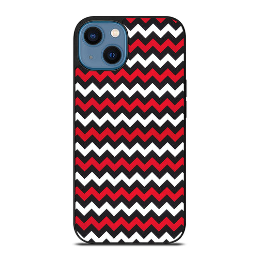 COLOR BLOCK DARK RED CHEVRON PATTERN iPhone 14 Case Cover