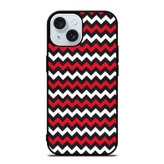 COLOR BLOCK DARK RED CHEVRON PATTERN iPhone 15 Case Cover
