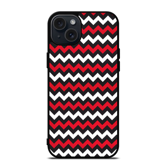 COLOR BLOCK DARK RED CHEVRON PATTERN iPhone 15 Plus Case Cover