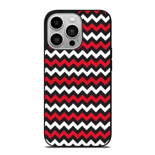 COLOR BLOCK DARK RED CHEVRON PATTERN iPhone 14 Pro Case Cover