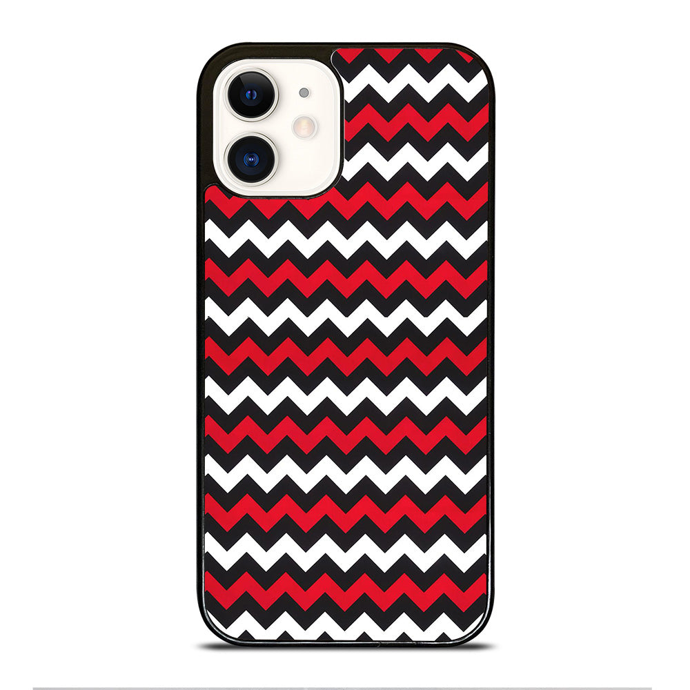 COLOR BLOCK DARK RED CHEVRON PATTERN iPhone 12 Case Cover