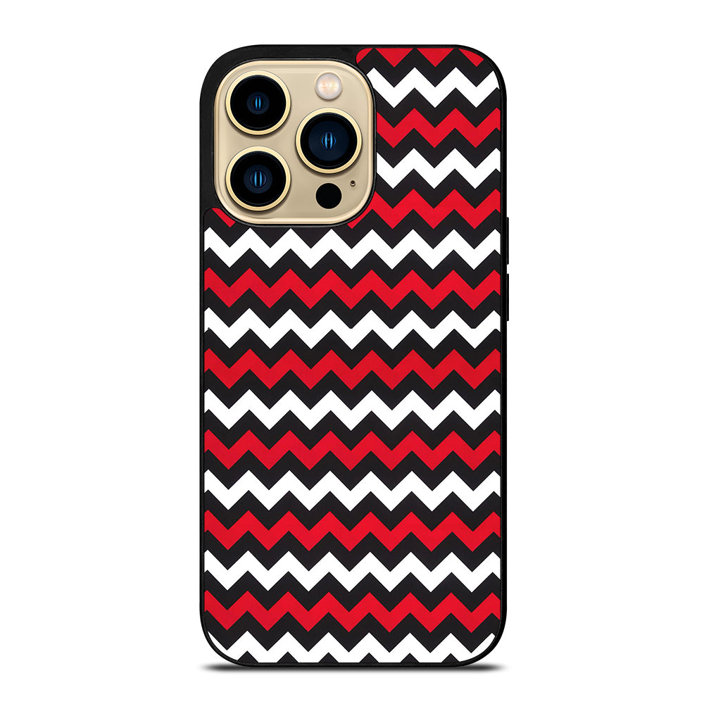 COLOR BLOCK DARK RED CHEVRON PATTERN iPhone 14 Pro Max Case Cover