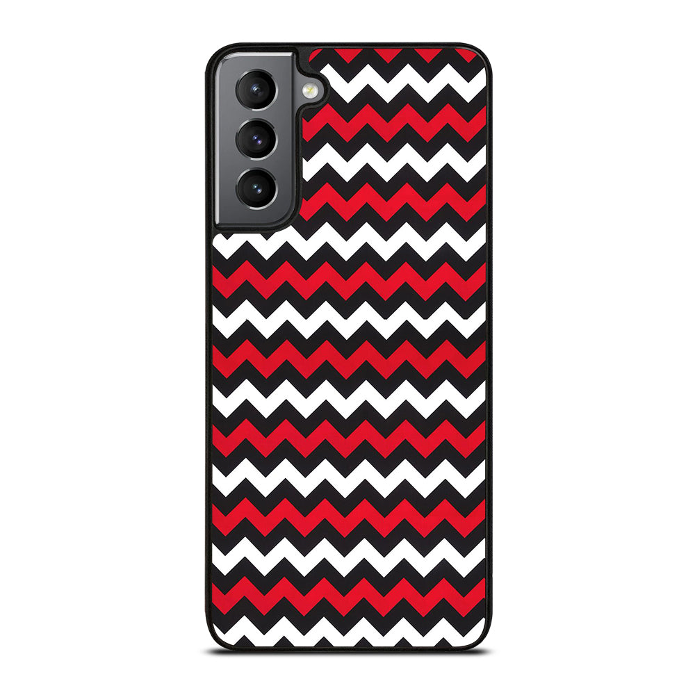 COLOR BLOCK DARK RED CHEVRON PATTERN Samsung Galaxy S21 Plus Case Cover