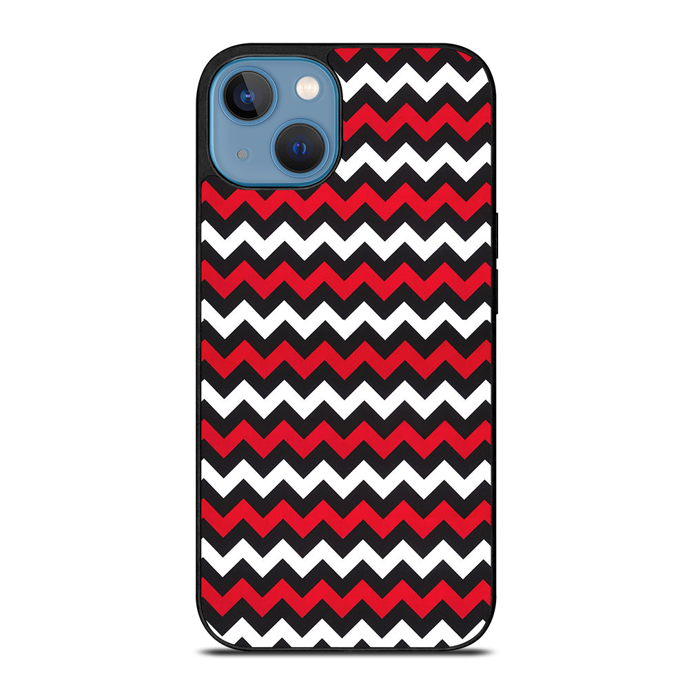 COLOR BLOCK DARK RED CHEVRON PATTERN iPhone 13 Case Cover