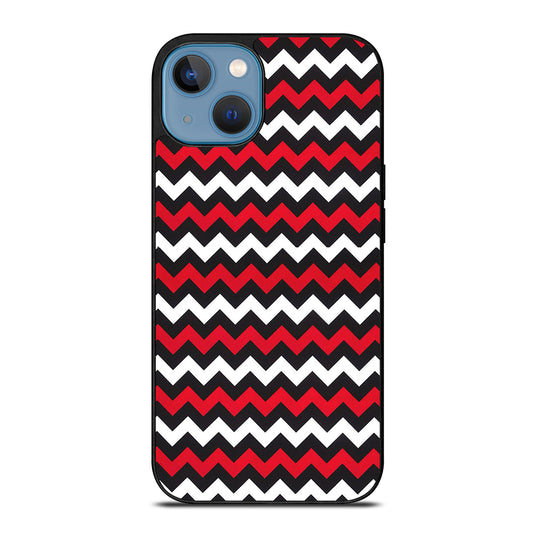 COLOR BLOCK DARK RED CHEVRON PATTERN iPhone 13 Case Cover