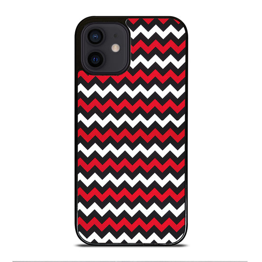 COLOR BLOCK DARK RED CHEVRON PATTERN iPhone 12 Mini Case Cover
