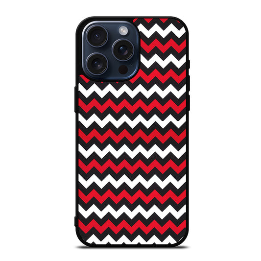 COLOR BLOCK DARK RED CHEVRON PATTERN iPhone 15 Pro Max Case Cover