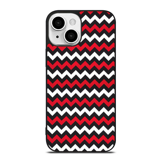 COLOR BLOCK DARK RED CHEVRON PATTERN iPhone 13 Mini Case Cover