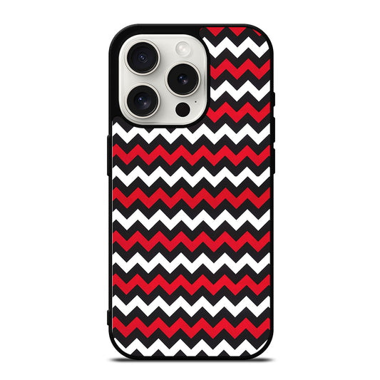 COLOR BLOCK DARK RED CHEVRON PATTERN iPhone 15 Pro Case Cover