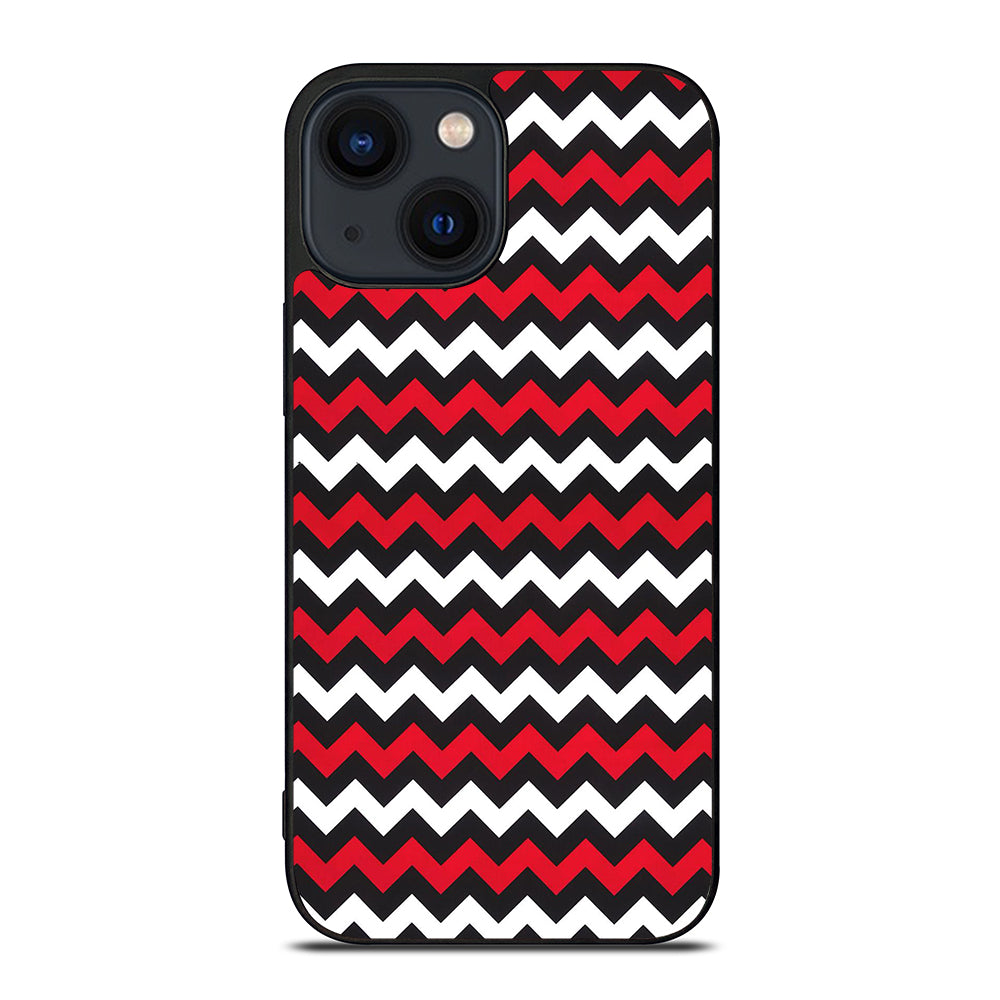 COLOR BLOCK DARK RED CHEVRON PATTERN iPhone 14 Plus Case Cover