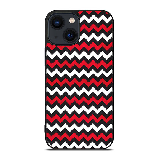 COLOR BLOCK DARK RED CHEVRON PATTERN iPhone 14 Plus Case Cover