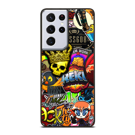 CSGO STICKER BOMB PATTERN Samsung Galaxy S21 Ultra Case Cover