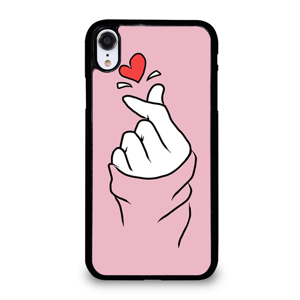 CUTE HEART FINGER PINK iPhone XR Case Cover