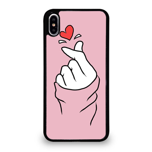 CUTE HEART FINGER PINK iPhone XS Max Case Cover