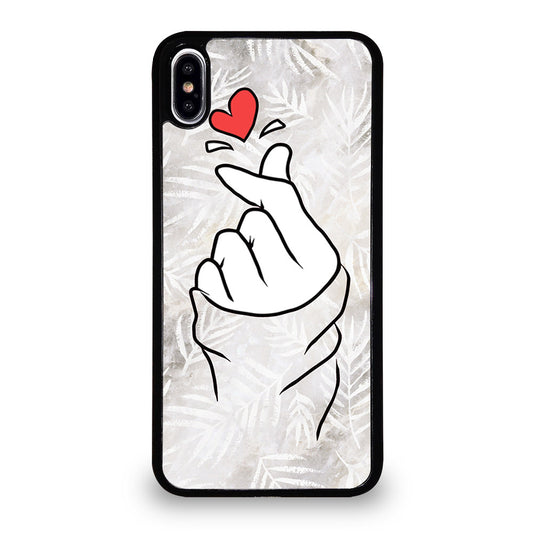 CUTE HEART FINGER WHITE MARBLE iPhone XS Max Case Cover