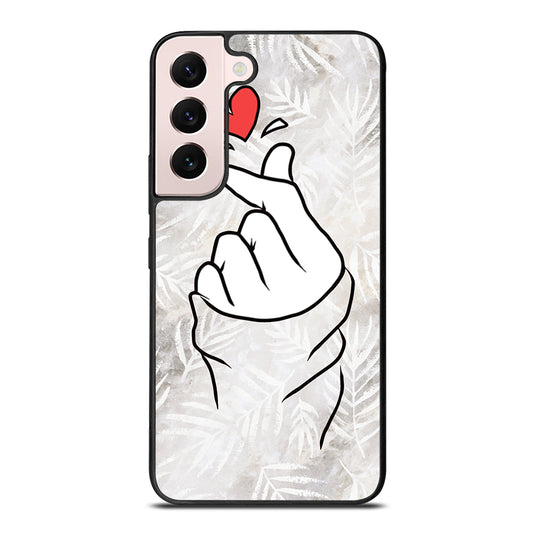 CUTE HEART FINGER WHITE MARBLE Samsung Galaxy S22 Plus Case Cover