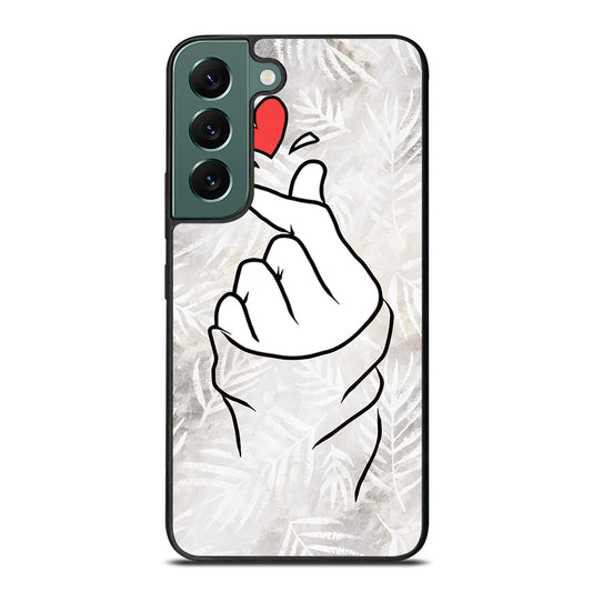 CUTE HEART FINGER WHITE MARBLE Samsung Galaxy S22 Case Cover