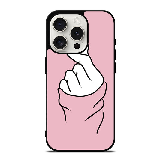 CUTE HEART FINGER PINK iPhone 15 Pro Case Cover