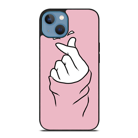 CUTE HEART FINGER PINK iPhone 13 Case Cover