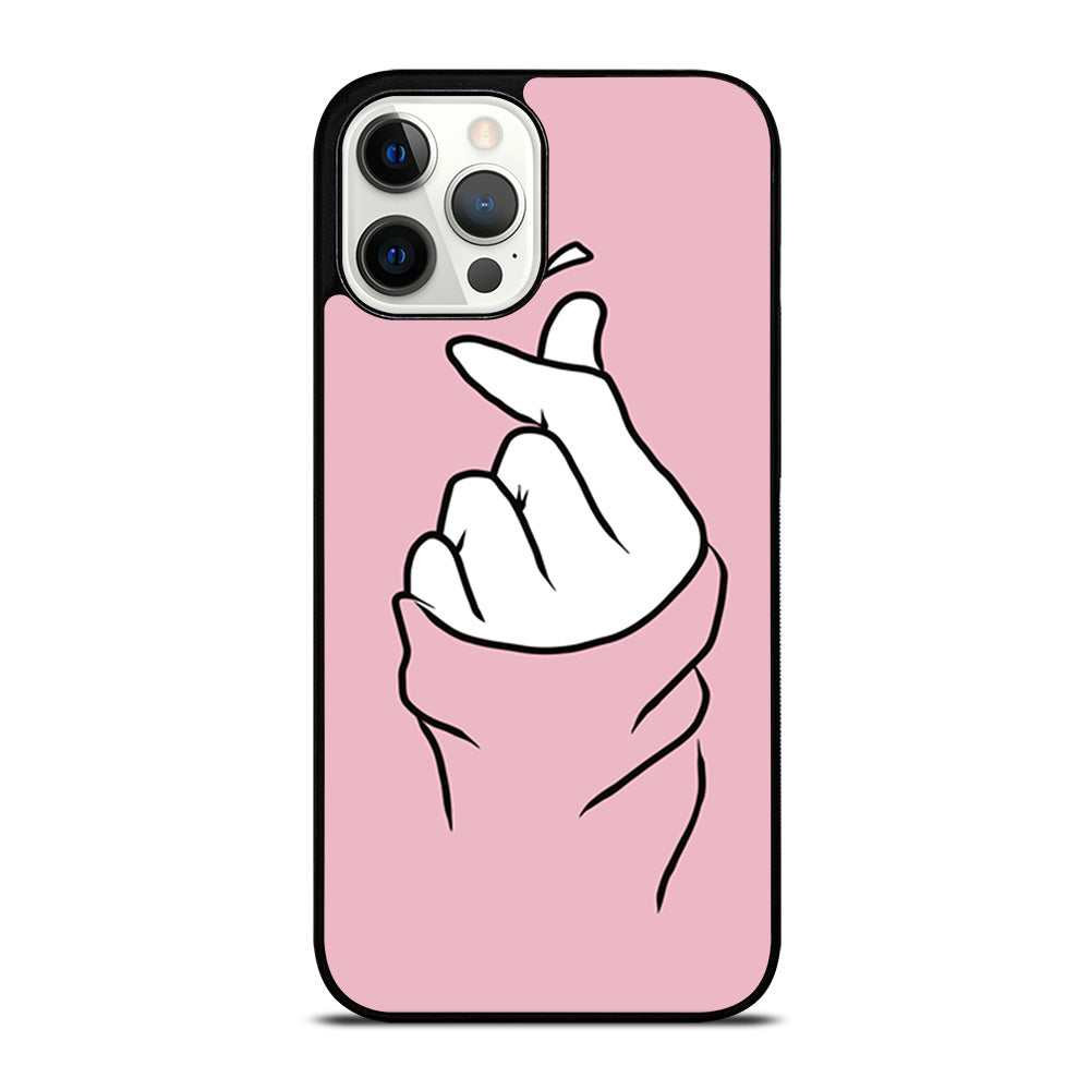 CUTE HEART FINGER PINK iPhone 12 Pro Max Case Cover