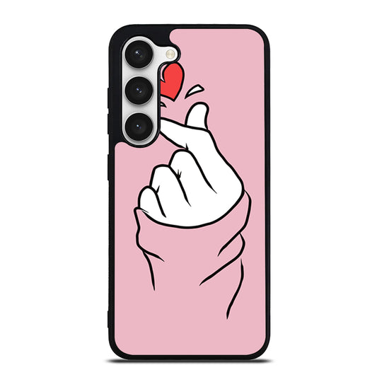 CUTE HEART FINGER PINK Samsung Galaxy S23 Case Cover