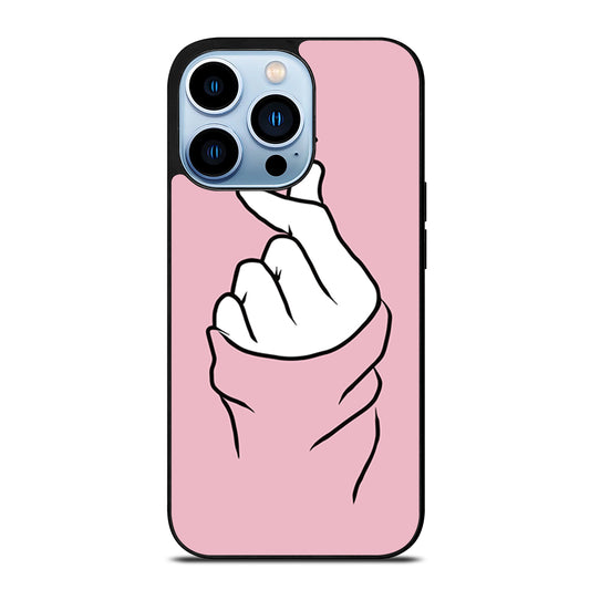 CUTE HEART FINGER PINK iPhone 13 Pro Max Case Cover