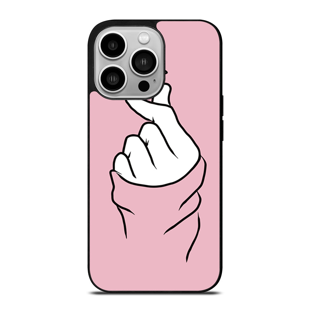 CUTE HEART FINGER PINK iPhone 14 Pro Case Cover