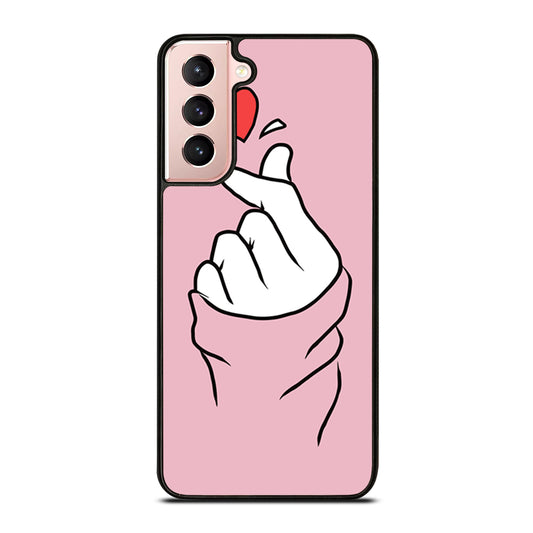 CUTE HEART FINGER PINK Samsung Galaxy S21 Case Cover