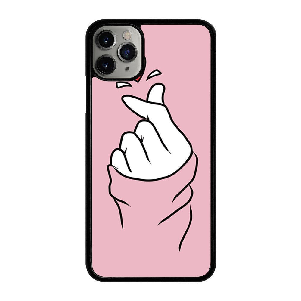 CUTE HEART FINGER PINK iPhone 11 Pro Max Case Cover