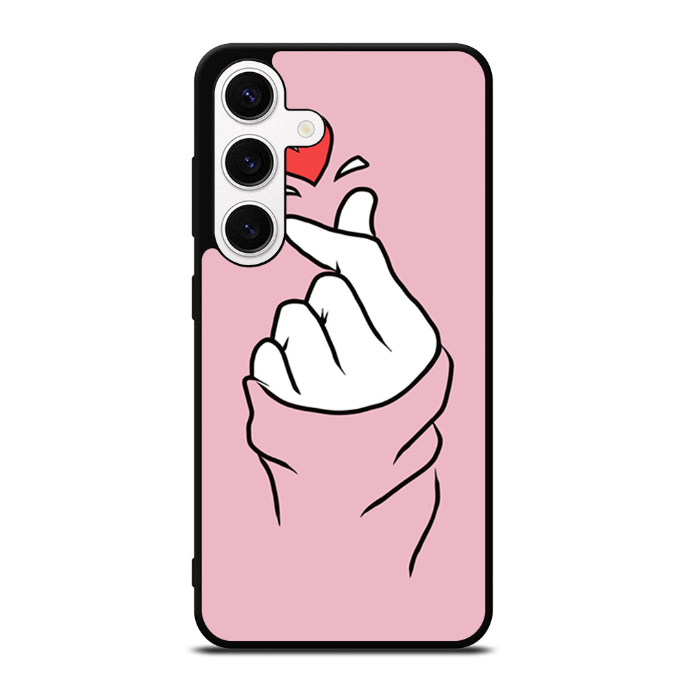CUTE HEART FINGER PINK Samsung Galaxy S24 Case Cover