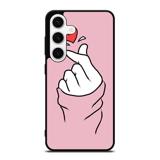 CUTE HEART FINGER PINK Samsung Galaxy S24 Case Cover