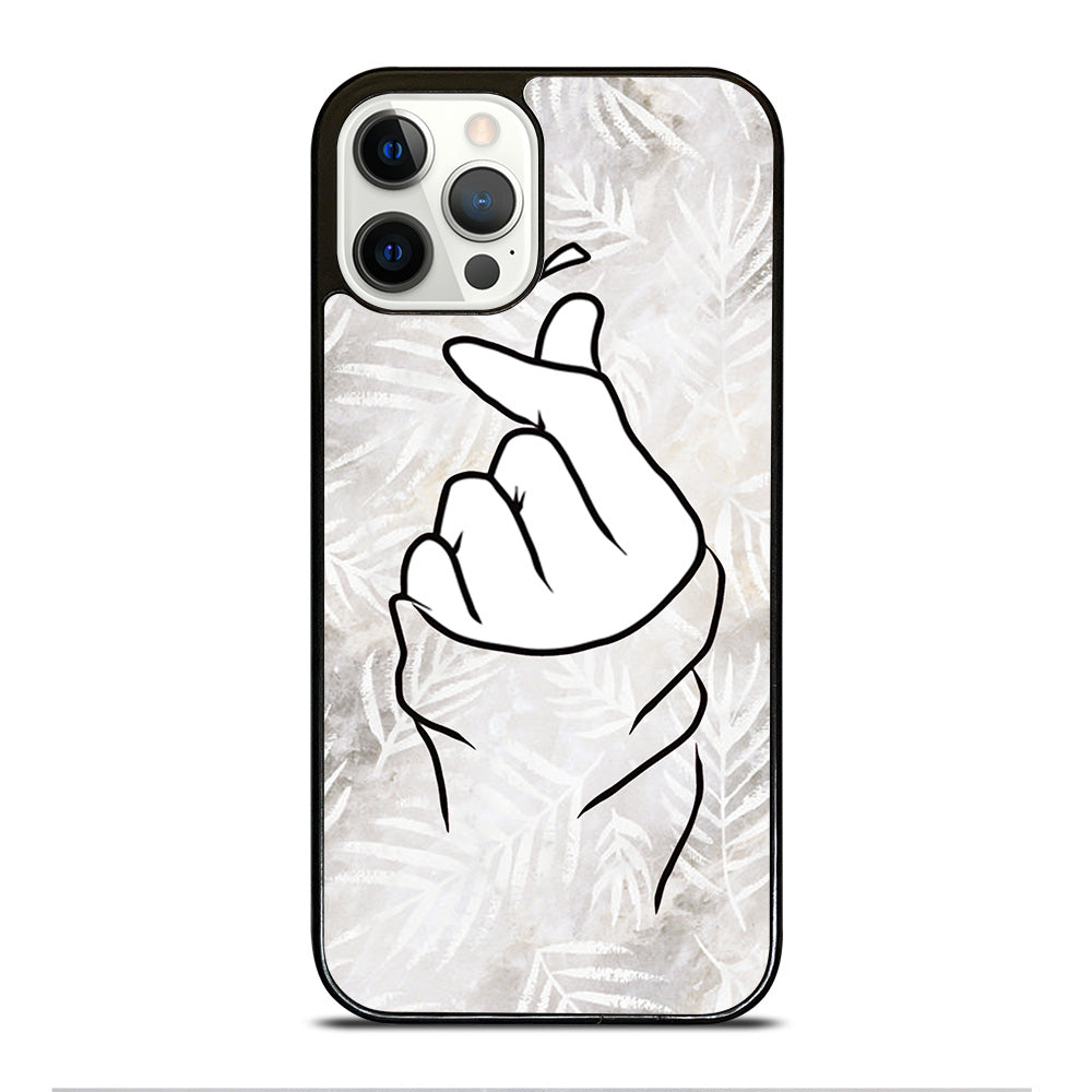 CUTE HEART FINGER WHITE MARBLE iPhone 12 Pro Case Cover
