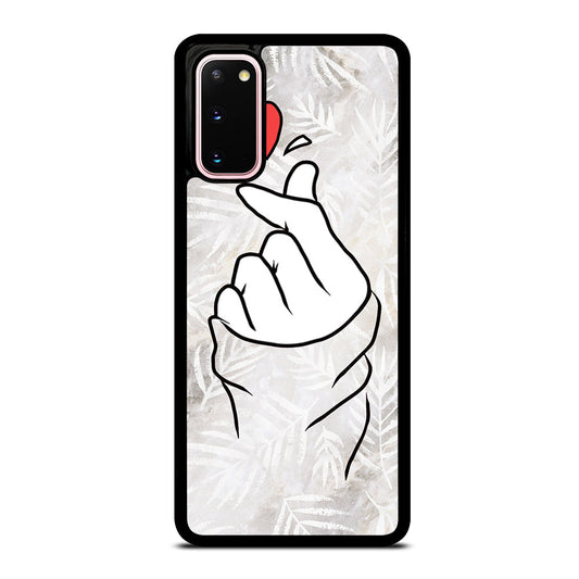 CUTE HEART FINGER WHITE MARBLE Samsung Galaxy S20 Case Cover