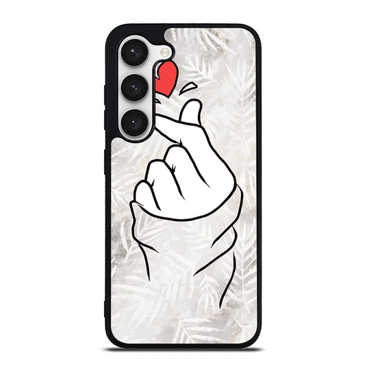 CUTE HEART FINGER WHITE MARBLE Samsung Galaxy S23 Case Cover