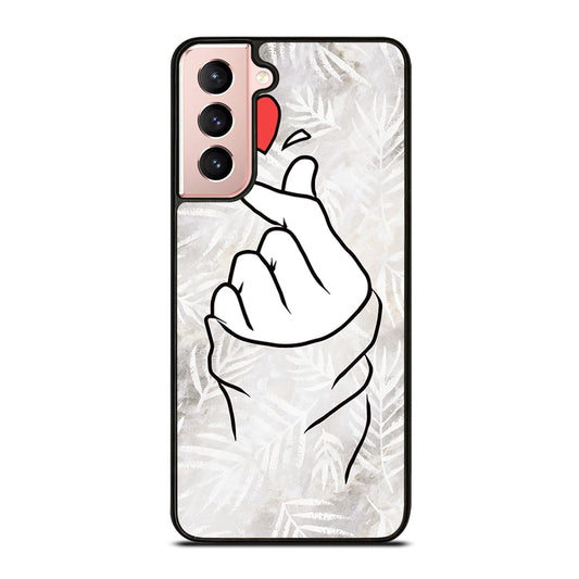 CUTE HEART FINGER WHITE MARBLE Samsung Galaxy S21 Case Cover