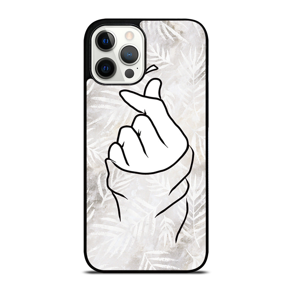 CUTE HEART FINGER WHITE MARBLE iPhone 12 Pro Max Case Cover